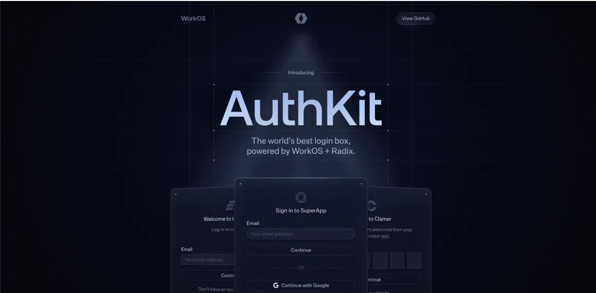 Authkit landing page screenshot