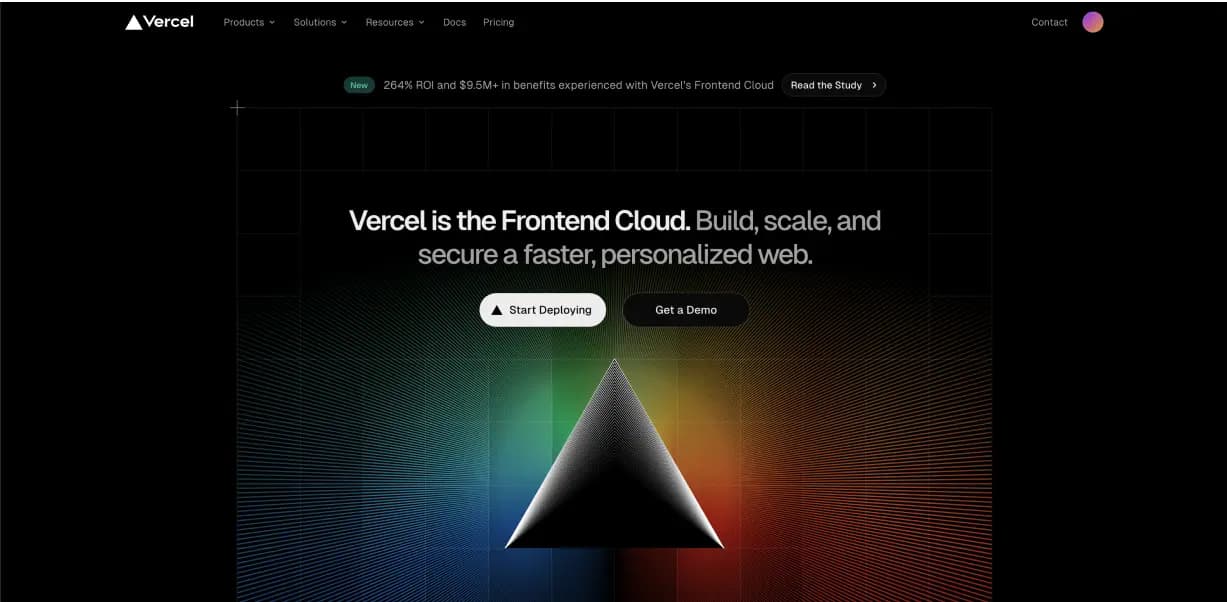 Vercel landing page screenshot