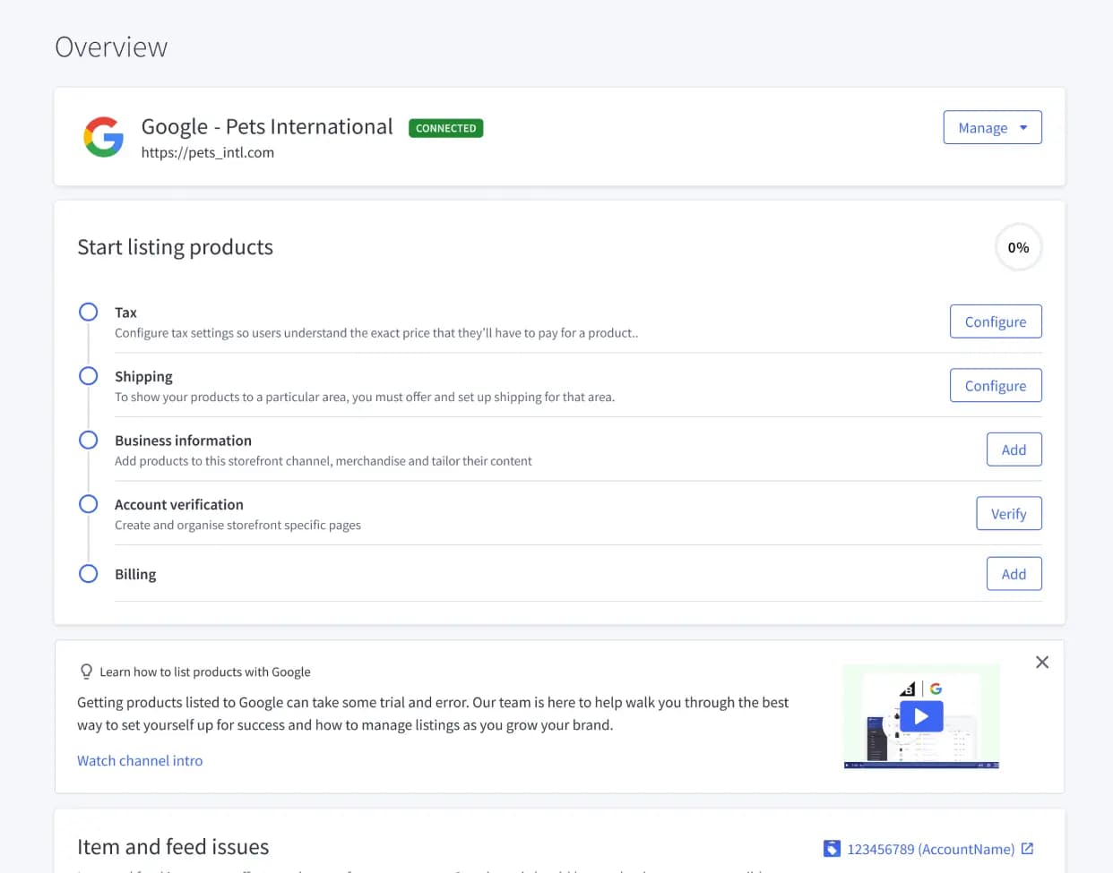 BigCommerce Google channel product listing screenshot