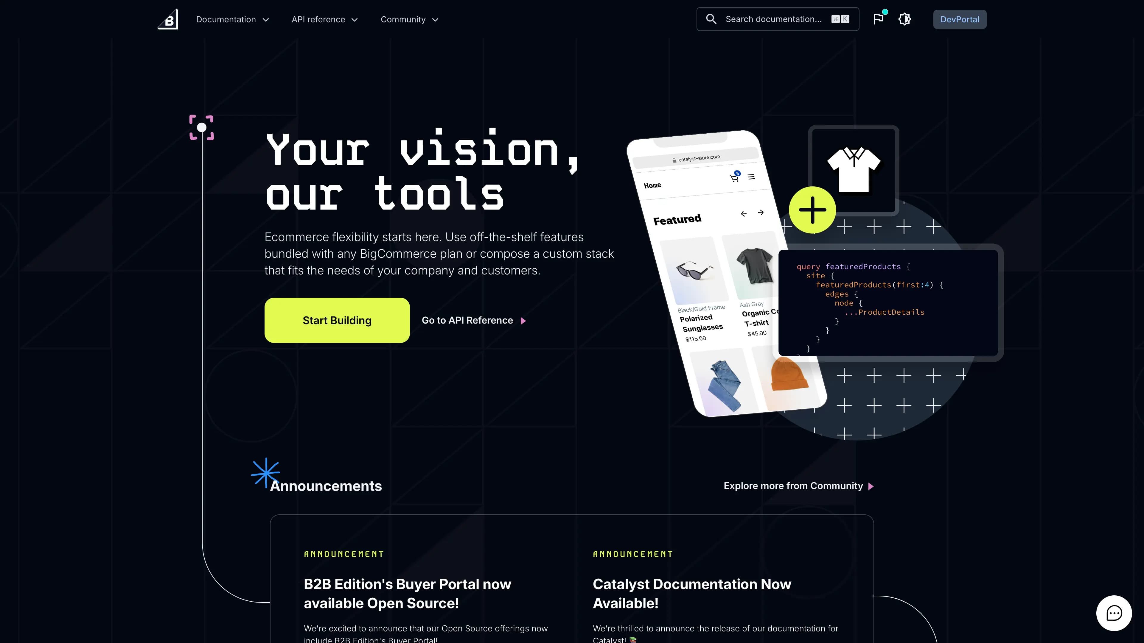 Developer Center homepage screenshot