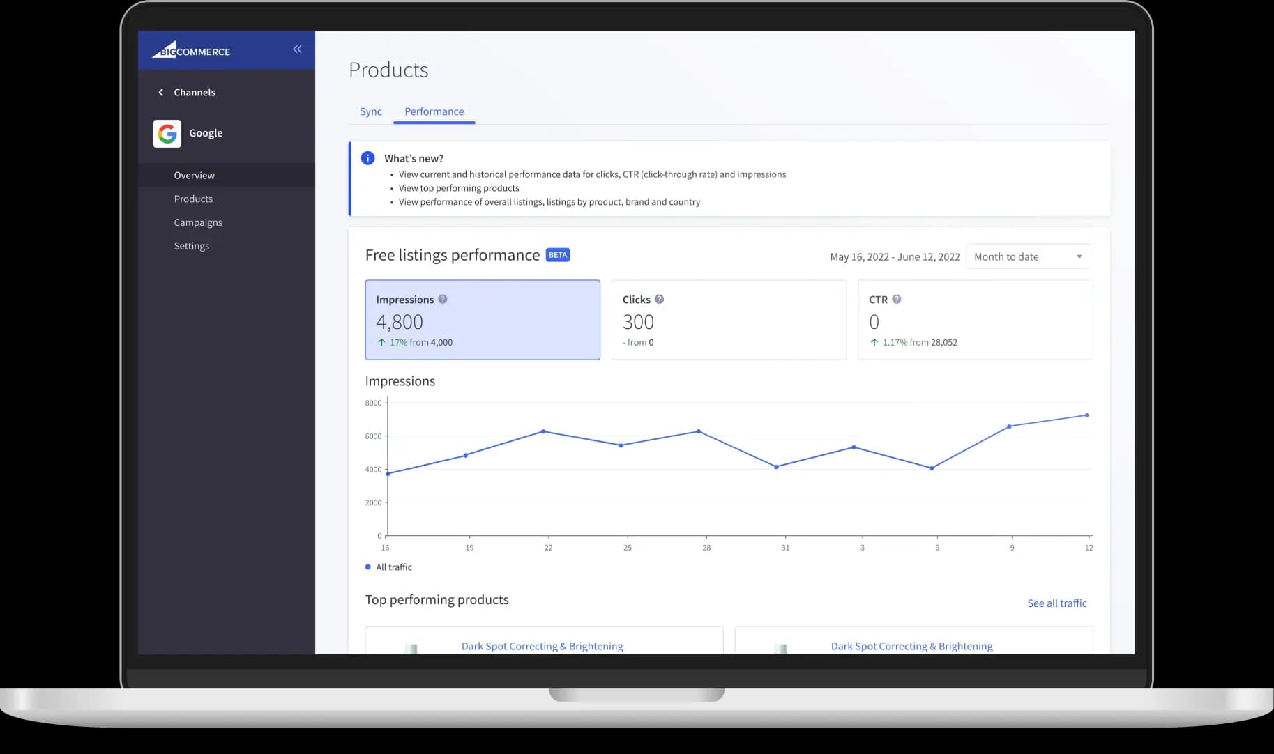 BigCommerce Google channel laptop mockup